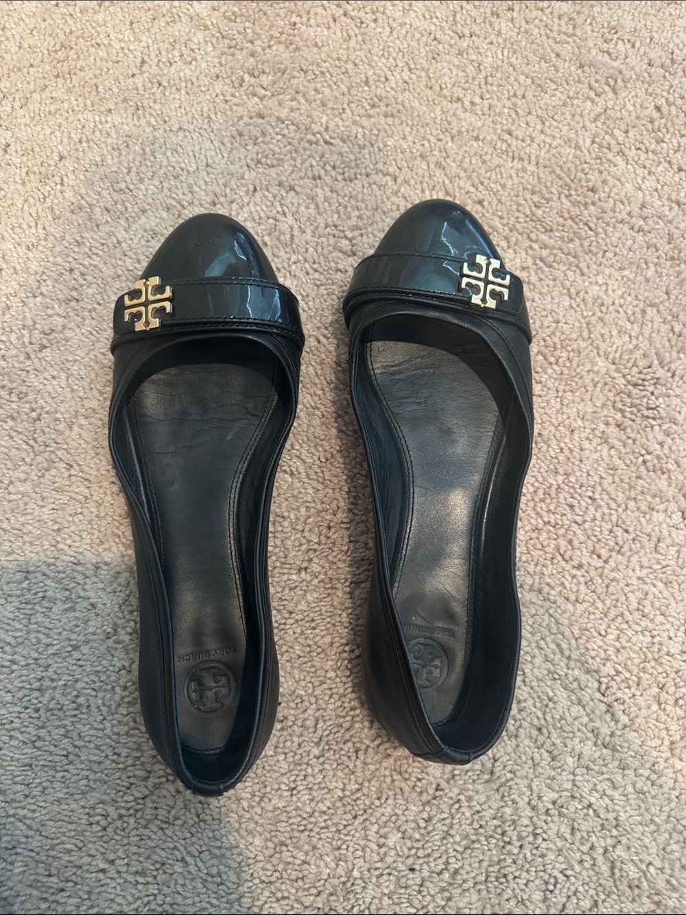 Tory Burch Eloise Ballet Flat in black patent leather